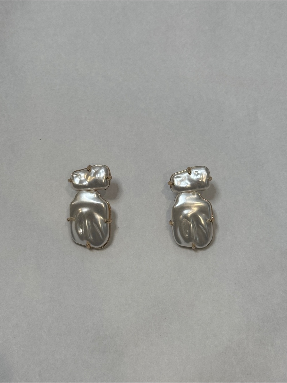 Baroque Pearl-Effect Drop Earrings in Silver Tone KG